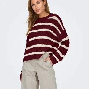 JDY Maglione a righe 'JDYJUSTY' - Cabernet