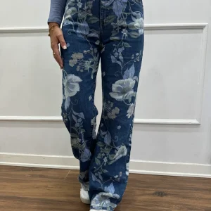 JEANS VINTAGE FLOWER BLUE
