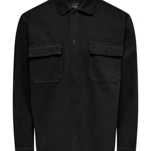 CAMICIA RELAXED CON TASCHE - col. nero