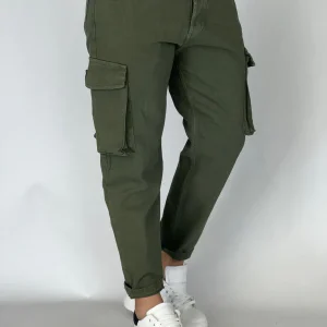 PANTALONE CARGO CON TASCHE LATERALI - Col. Verde