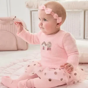 Vestito combined tricot e tulle neonata mayoral art. 13-02865-039