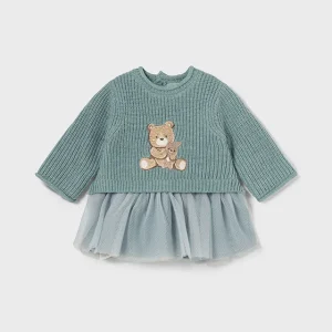 Vestito tricot e tulle neonata mayoral art. 14-02811-042