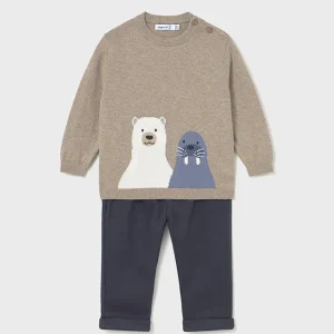 Completo pantalone e maglioncino con animali neonato mayoral art. 15-02515-046