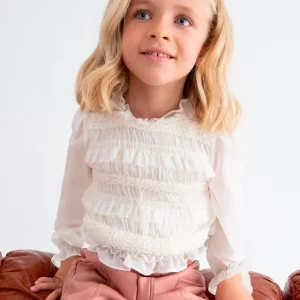 Blusa chiffon nido d’ape bambina Abel & Lula art. 15-05614-003