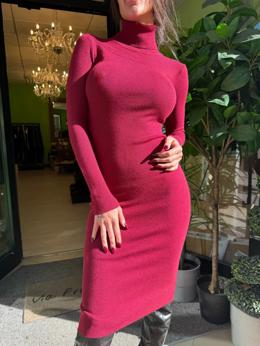 Abito in maglia collo alto lungo 3 colori disponibili - immagine 4