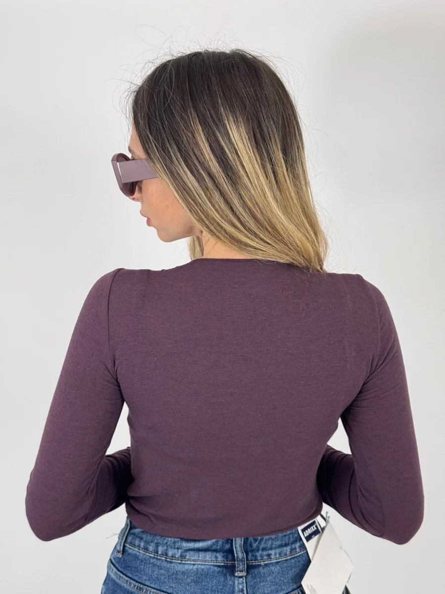 MAGLIA MISTO CASHMERE CON PIZZO PRUGNA - immagine 5