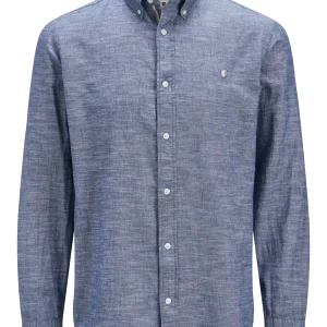 JACK & JONES CAMICIA PREMIUM IN MISTO LINO REGULAR FIT - Col. Denim