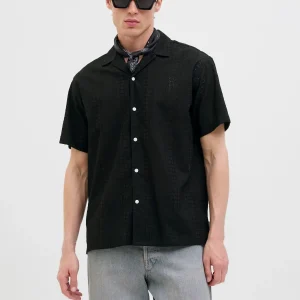 JACK & JONES CAMICIA JORSUMMER LUKE ANGLAISE RESORT - Col. nero