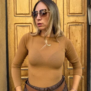 MAGLIETTINA MISTO CASHMERE CAMMELLO