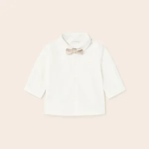 Camicia manica lunga in cotone con papillon neonato mayoral Art. 23-01190-065