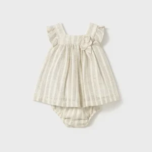 Vestito con copri pannolino righe lino neonata mayoral art. 25-01858-023