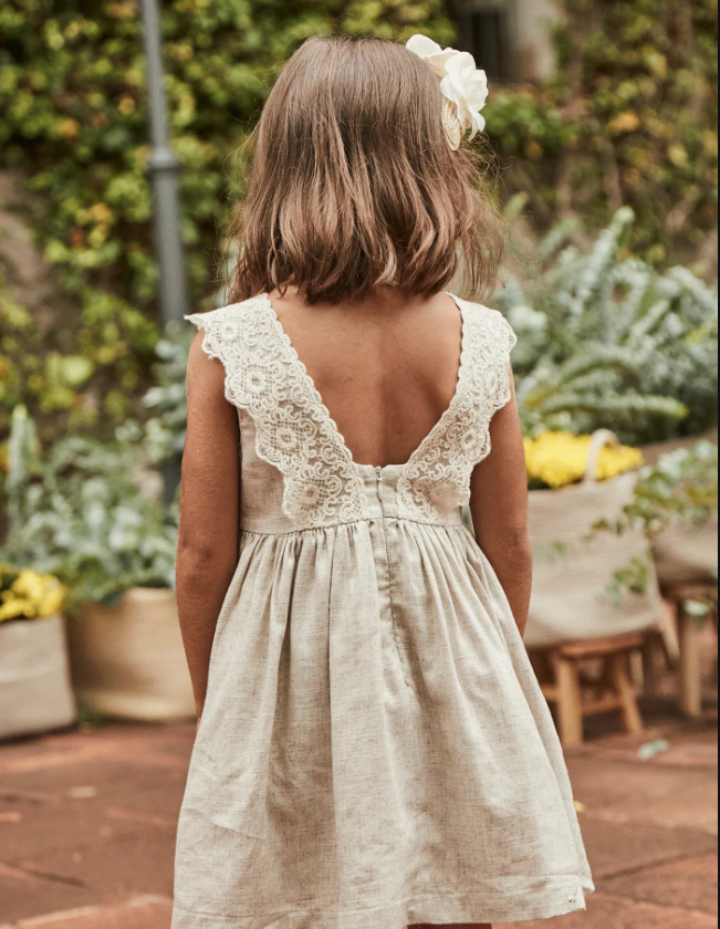 Vestito dettaglio ricamo lino bambina mayoral art. 25-03910-031 - immagine 4