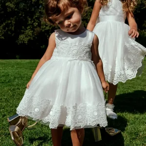 Abito tulle guipure neonata Abel & lula art.. 25-05005-007