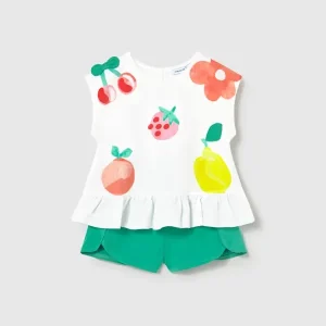 Completo pantaloncino e maglietta frutti neonata mayoral art. 26-01209-061
