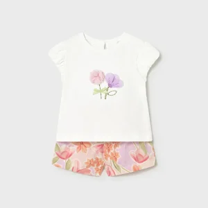 Completo con bermuda fiori e maglietta neonata mayoral art. 26-01213-077