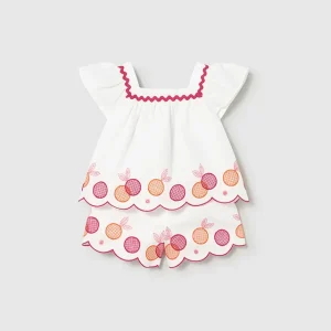 Completo con bermuda e blusa ricamata neonata mayoral art. 26-01214-081