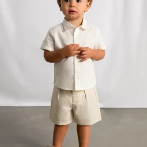 Completo pantaloncino e camicia in lino neonato mayoral art. 26-01225-092