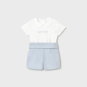 Completo cerimonia pantaloncino e camicia neonato mayoral art. 26-01268-019
