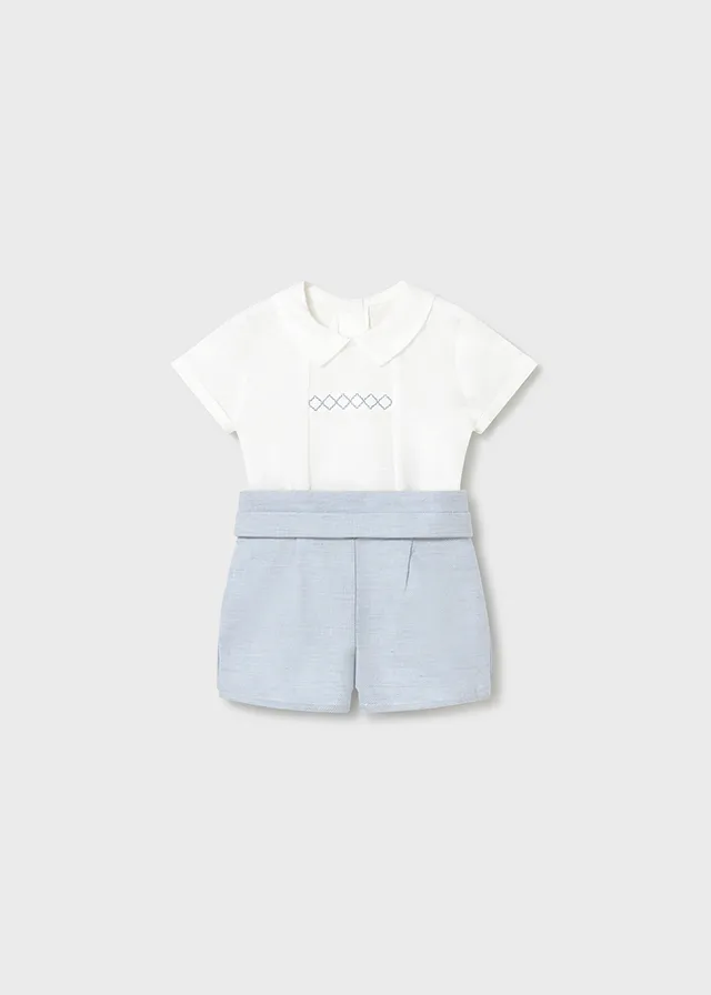 Completo cerimonia pantaloncino e camicia neonato mayoral art. 26-01268-019