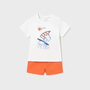 Completo in maglia bermuda e maglietta neonato mayoral art. 26-01671-049