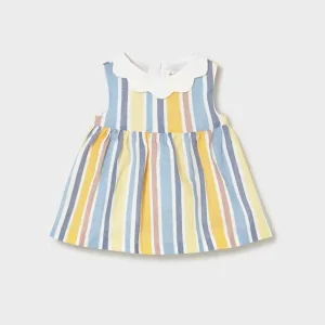 Vestito a righe in lino neonata mayoral art. 26-01801-088