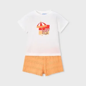 Completo shorts volant e maglietta stampata bambina mayoral art. 26-03231-077