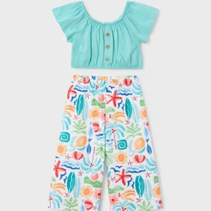 Completo pantalone stampato e top bambina mayoral art. 26-03597-070