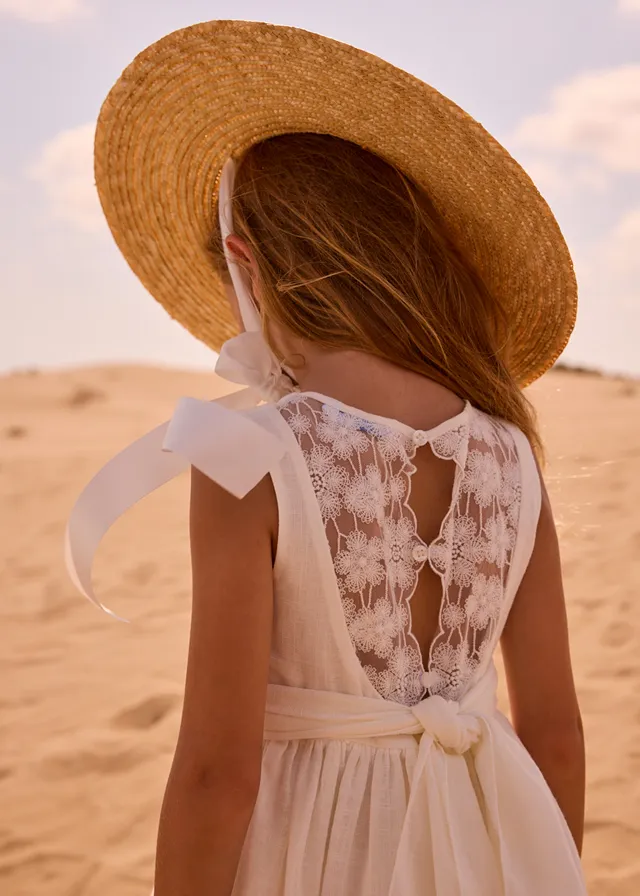 Vestito cerimonia con dettagli in pizzo bambina mayoral art. 26-03914-042 - immagine 2