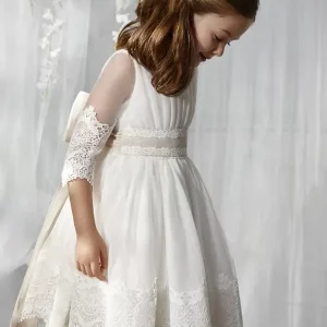 Abito tulle ricamato guipur bambina Abel & lula art. 26-05028-003