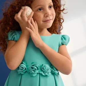 Abito crepe dettagli floreali bambina Abel & lula art. 26-05031-061