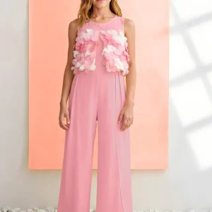 Tuta lunga chiffon fiori 3d bambina Abel & lula art. 26-05202-010