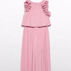 Completo pantalone chiffon plissettata bambina Abel & lula art. 26-05285-035