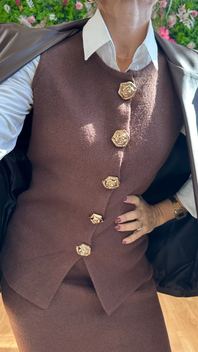 Coordinato Rose Giro Manica Marrone - immagine 3