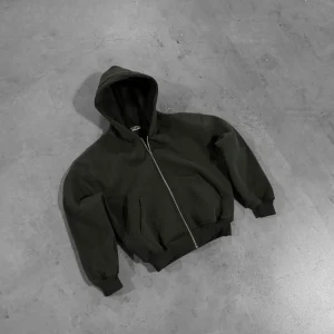 MILITARY GREEN ZIP HOODIE