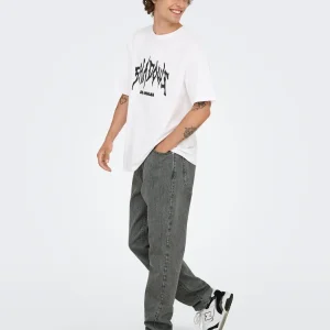 ONLY & SONS ONSTYE LOOSE TAPE JEANS - Col. grigio