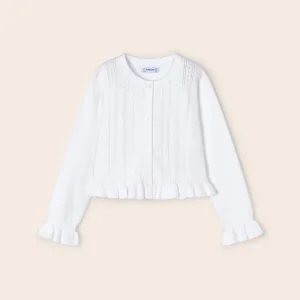 Cardigan tricot con trafori cotone sostenibile bambina mayoral Art. 23-03345-054