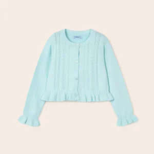 Cardigan tricot con trafori cotone sostenibile bambina mayoral Art. 23-03345-055