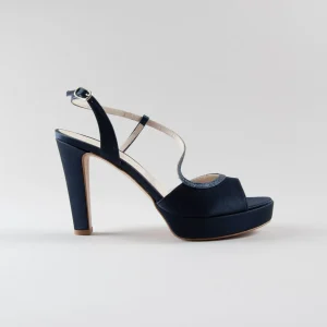 Sandalo Josette 100pl mm – Satin Blu e Glitter blu