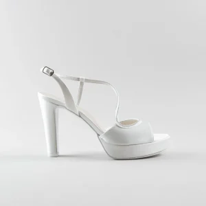 Sandalo Josette 100pl mm – Satin avorio e Swarovskii