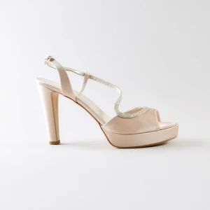 Sandalo Josette 100pl mm – Satin Nude e Glitter oro