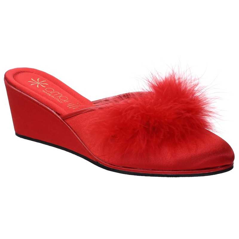 Beatrice Marabou: Pantofole da Donna di quattro colori in raso con Piume - immagine 5