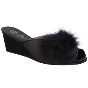 Claudia Marabou: Pantofole da Donna in raso di Sei Colori con Piume