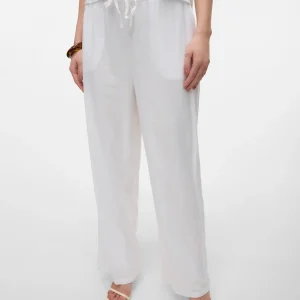 VERO MODA Wide leg Pantaloni in Lino - col. Bianco