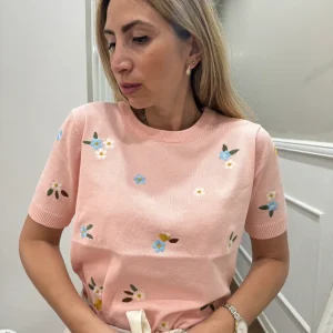 T SHIRT FIORELLINI ROSA