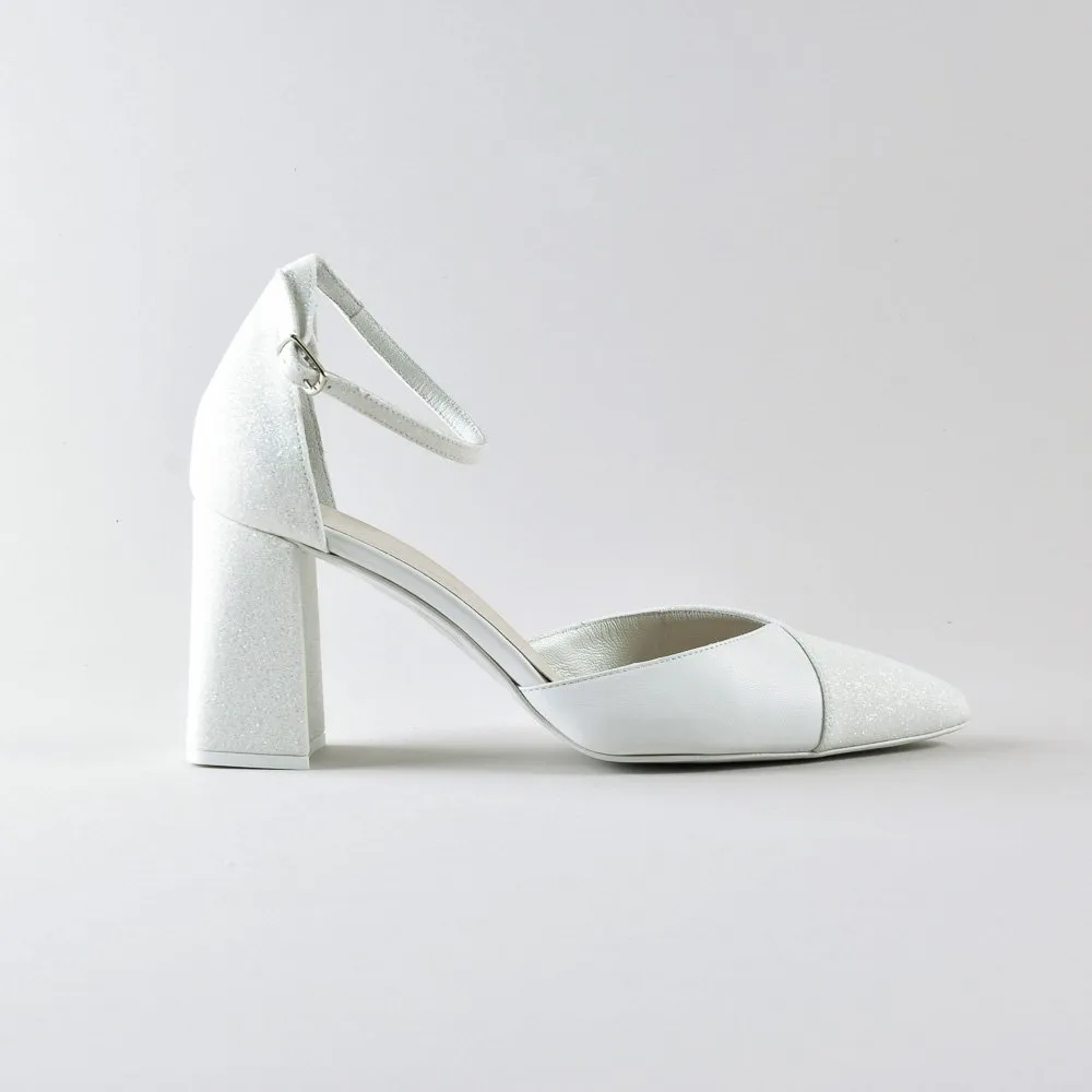 Ankle Strap Rosy 70mm – Nappa e Glitter Avorio