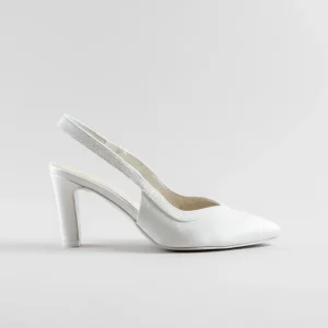 Slingback Diana 70 mm – Satin e Glitter Avorio