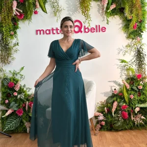 Abito Charlotte Glitter regular verde petrolio