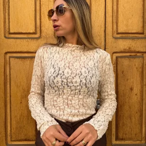 MAGLIETTINA IN PIZZO KELLY BURRO