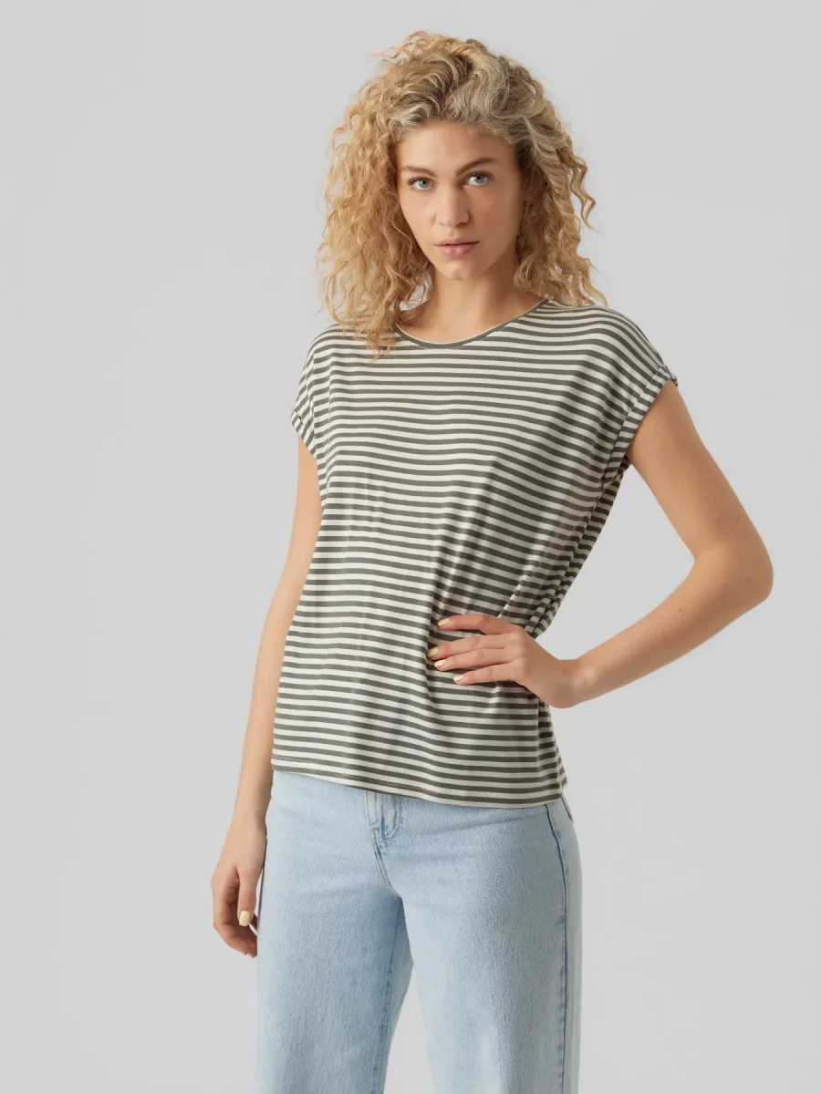 Vero Moda - T-shirt oversize a righe verde