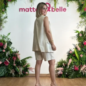 Tailleur misto lino beige